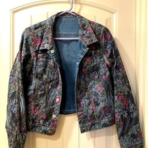 Reversible floral jean jacket